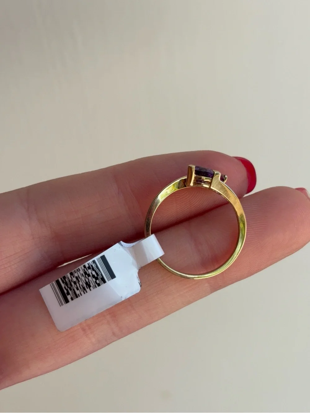 10k Yellow Gold Toi Et Moi Amethyst Gemstone and Natural Diamond Bypass Ring